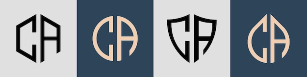 Creatieve eenvoudige beginletters CA Logo Designs-bundel