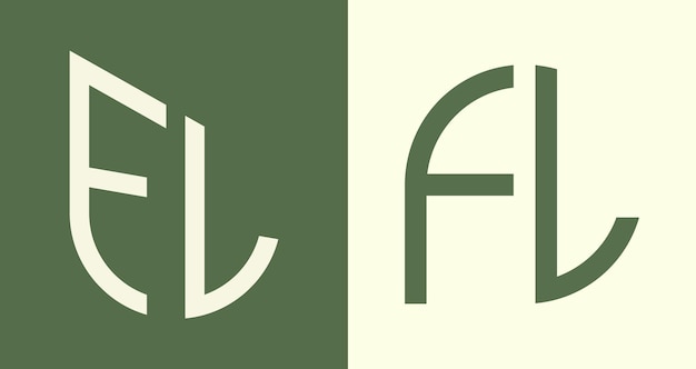 Creatieve eenvoudige beginletters fl logo designs-bundel