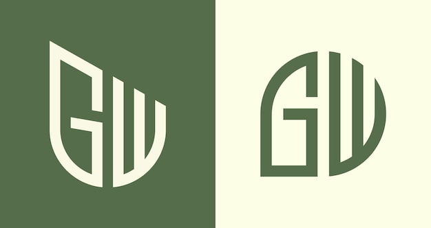 Creatieve eenvoudige beginletters GW Logo Designs-bundel