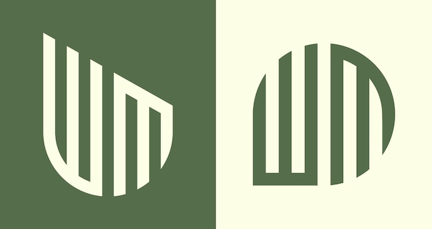 Creatieve eenvoudige beginletters WM Logo Designs-bundel