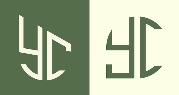 Creatieve eenvoudige beginletters YC Logo Designs-bundel