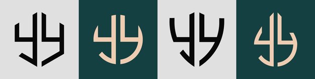 Vector creatieve eenvoudige beginletters yy logo designs-bundel