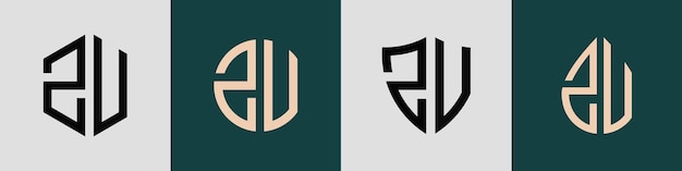 Creatieve eenvoudige beginletters ZV Logo Designs-bundel