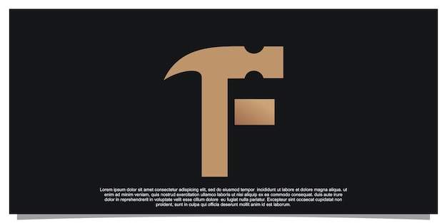 Creatieve eerste letter F met hamer logo ontwerp uniek concept Premium Vector