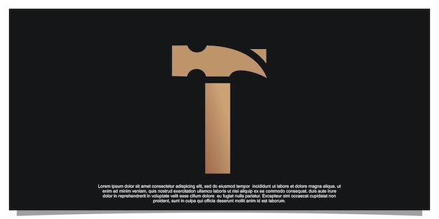 Creatieve eerste letter T met hamer logo ontwerp uniek concept Premium Vector