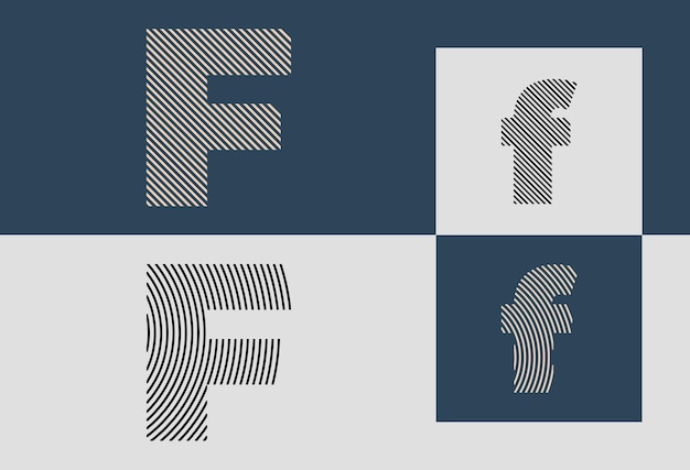 Vector creatieve eerste lijn letters f logo ontwerpen bundel