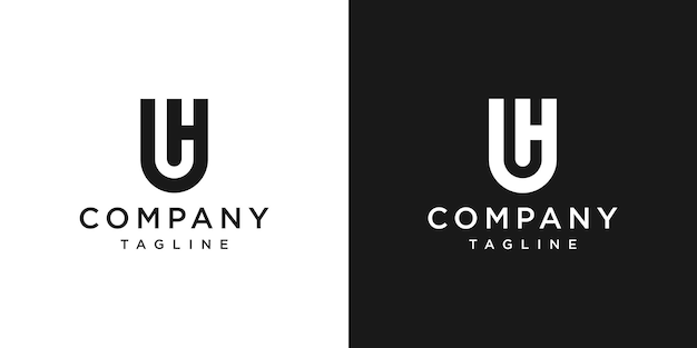 Creatieve eerste UH Monogram Logo ontwerp pictogrammalplaatje witte en zwarte achtergrond