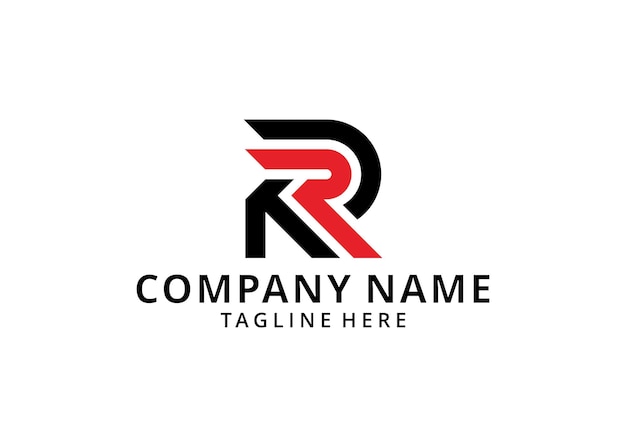 Creatieve en minimalistische bewerkbare letter RR R Logo Icon Design in Red Black Color Vector Format
