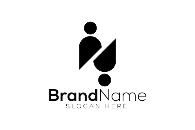 Creatieve en minimalistische letter n man pictogram logo ontwerpsjabloon