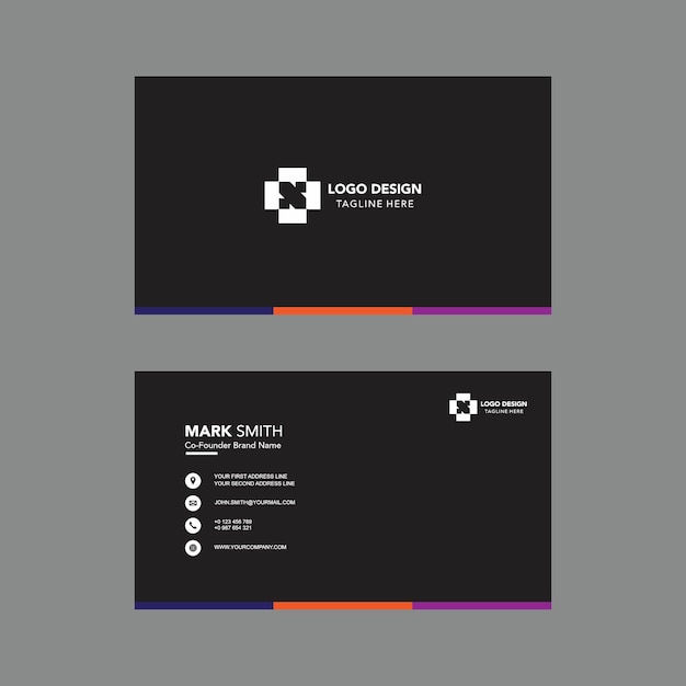 Creatieve en minimalistische sjabloon voor visitekaartjes zwarte kleur vector ontwerpsjabloon briefpapier ontwerp