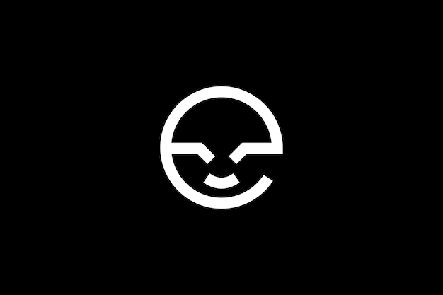 Creatieve en professionele eerste letter e gezicht logo ontwerpsjabloon op zwarte achtergrond