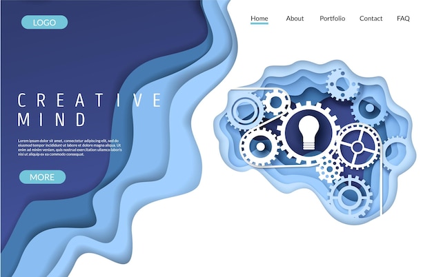 Creatieve geest vector website bestemmingspagina ontwerpsjabloon