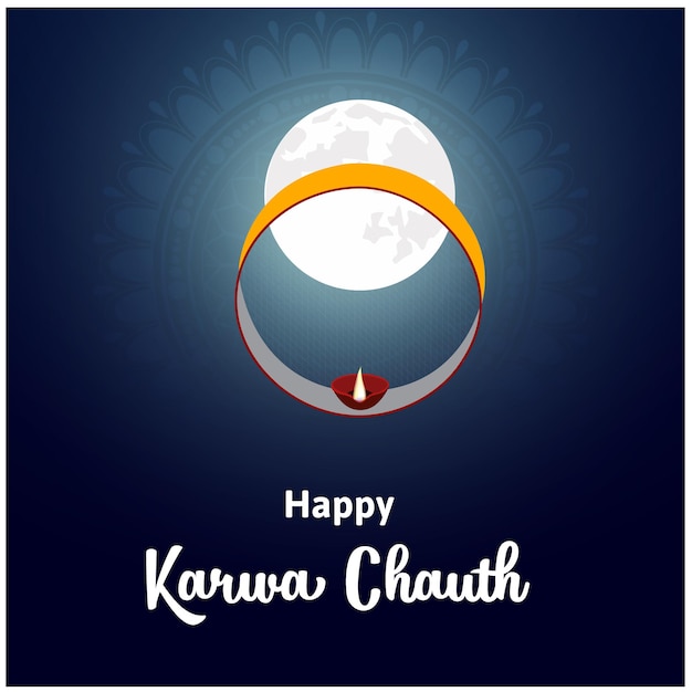 Creatieve gelukkige karwa chauth Indiase festival viering vectorillustratie