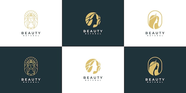 Creatieve gouden schoonheidssalon spa logo set