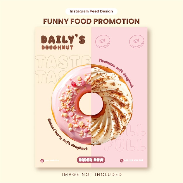 Creatieve grappige voedselpromotie instagram post sjabloon