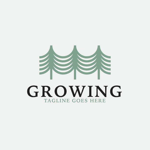 Creatieve groei logo combinatie met pijnboom pictogram ontwerp concept illustratie idee