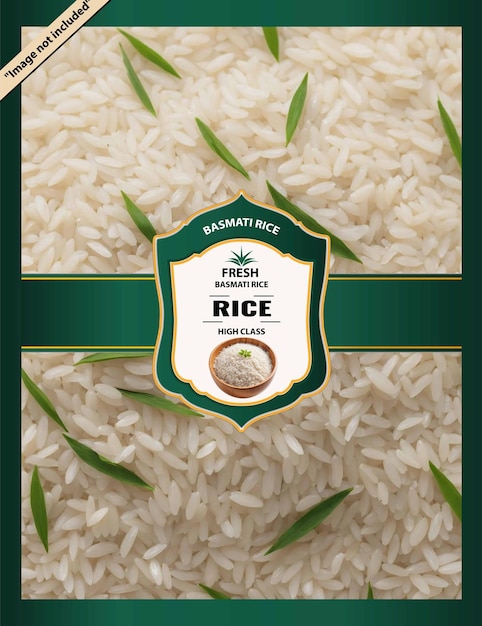 Creatieve groene gradiënt rijst label lay-out achtergrond sjabloon ontwerp vector