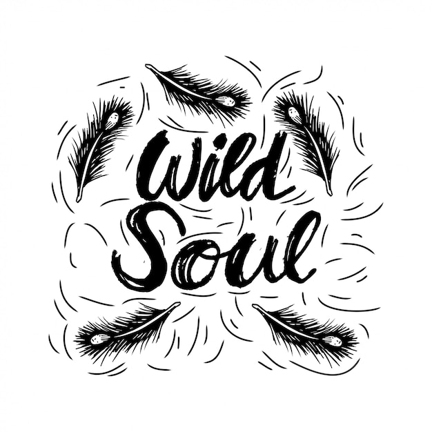 Creatieve hand getrokken belettering wild soul.