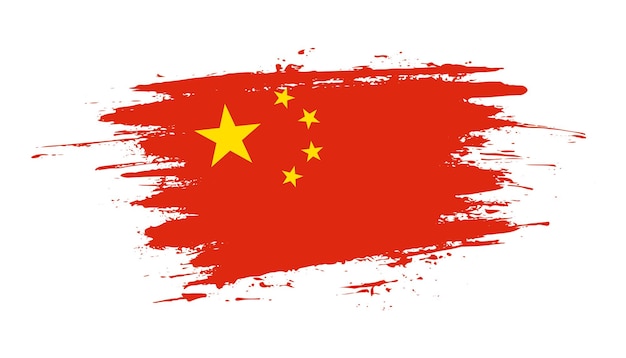 Creatieve hand getrokken penseelstreek vlag van China land vectorillustratie