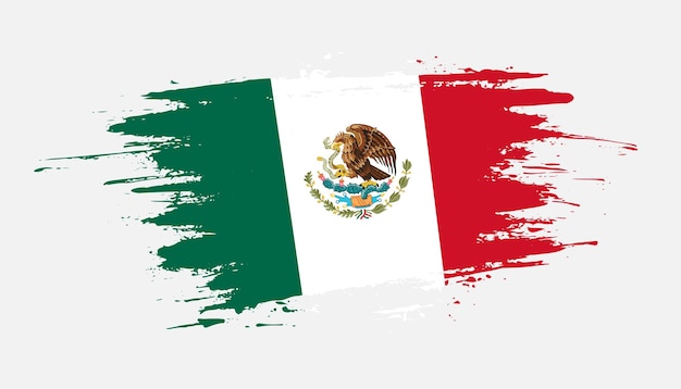 Creatieve hand getrokken penseelstreek vlag van Mexico land vectorillustratie
