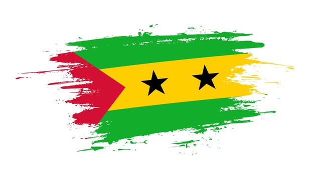 Creatieve hand getrokken penseelstreek vlag van Sao Tome en Principe land vectorillustratie