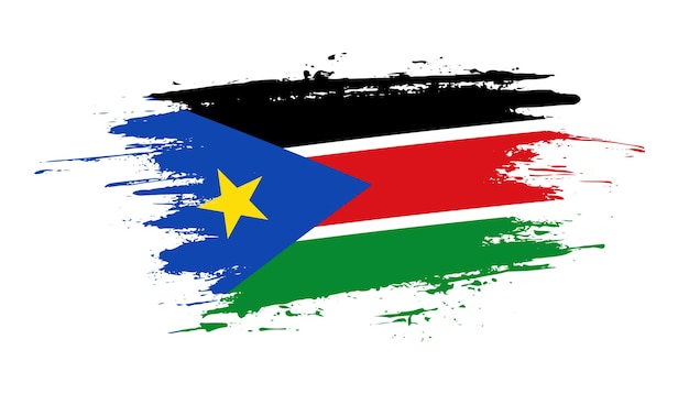 Creatieve hand getrokken penseelstreek vlag van Zuid-Soedan land vectorillustratie
