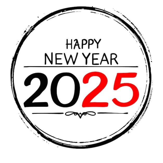 Creatieve handgetekende illustratie van het gelukkige nieuwe jaar 2025