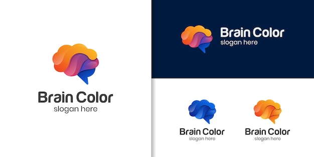 Creatieve hersenen kleur logo. geniaal slim symboolontwerp. abstracte hersenlogo-elementen