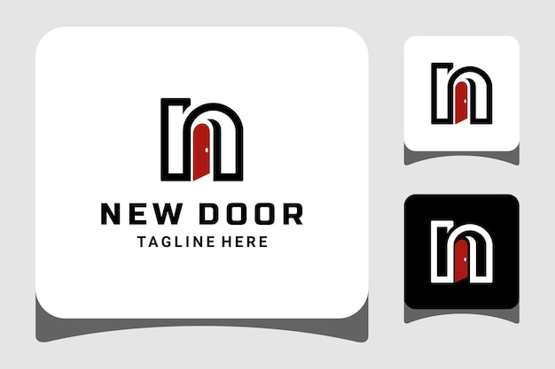 Creatieve illustratie moderne initiaal N met deur teken geometrische logo ontwerpsjabloon