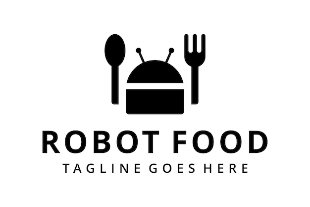 Creatieve illustratie robot serveerster restaurant logo ontwerp vector teken illustratie sjabloon