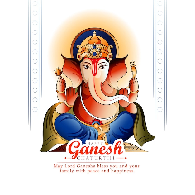 Creatieve illustratie van Ganesh Chaturthi met Ganpati en abstract Indiase ontwerp met kleurrijke achterkant