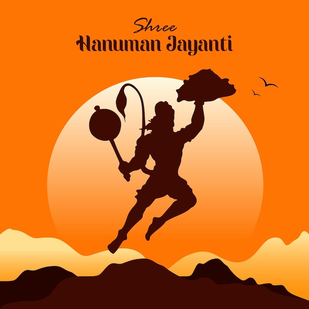 Vector creatieve illustratie van hanuman jayanti viert de geboorte van lord sri hanuman