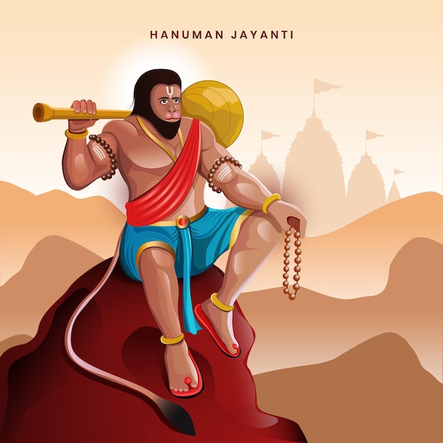 Creatieve illustratie van Hanuman Jayanti viert de geboorte van Lord Sri Hanuman
