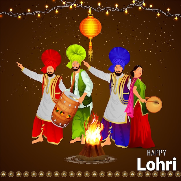 Creatieve illustratie voor gelukkige lohri-viering en achtergrond