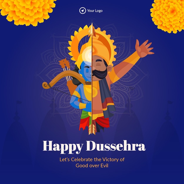 Creatieve indiase festival gelukkige dussehra banner ontwerpsjabloon