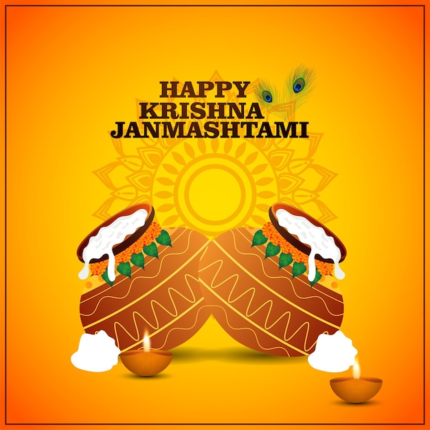 Creatieve indiase festival gelukkige janmashtami viering achtergrond
