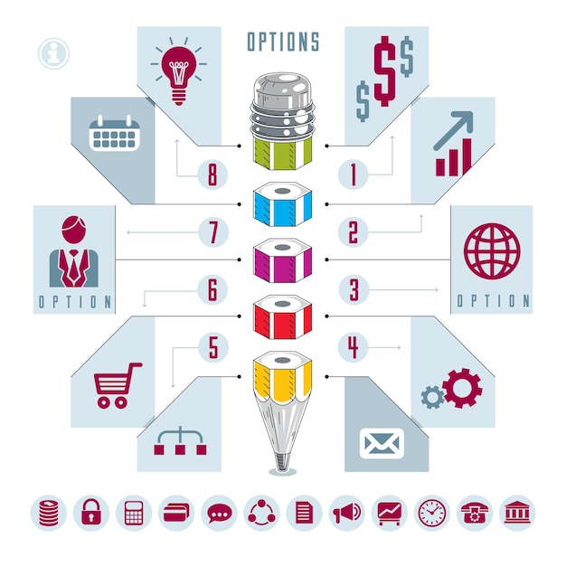 Creatieve infographics, potlood idee, vectorillustratie.