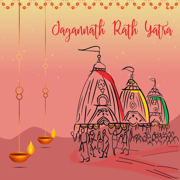 Vector creatieve jagannath rath yatra banner ontwerpsjabloon