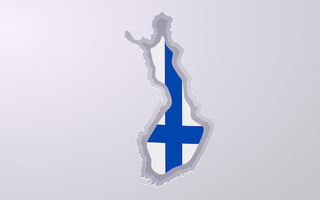 Creatieve kaart van Finland met vlagkleuren in papierstijl