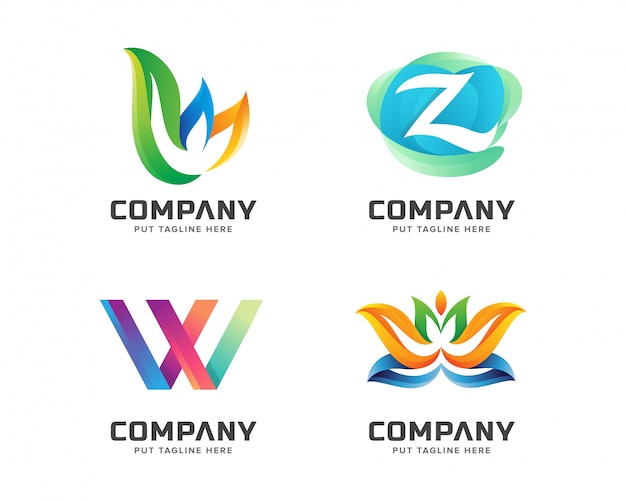 Creatieve kleurrijke eerste logo set