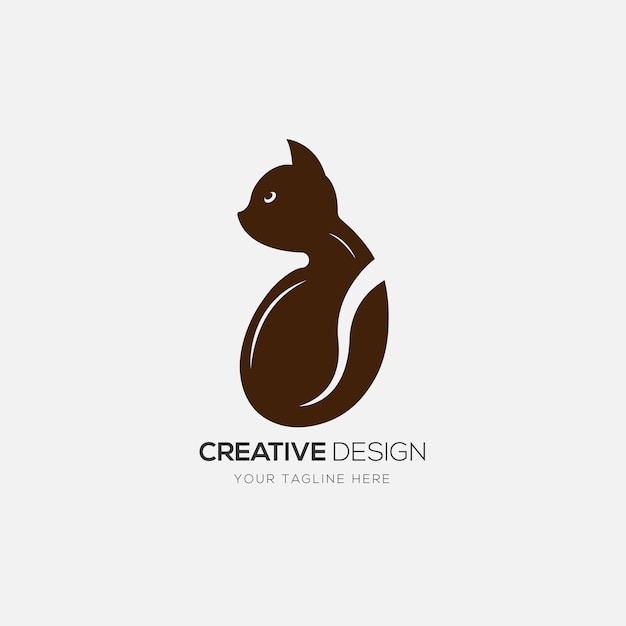 Creatieve koffie kat monogram zingen coffeeshop logo