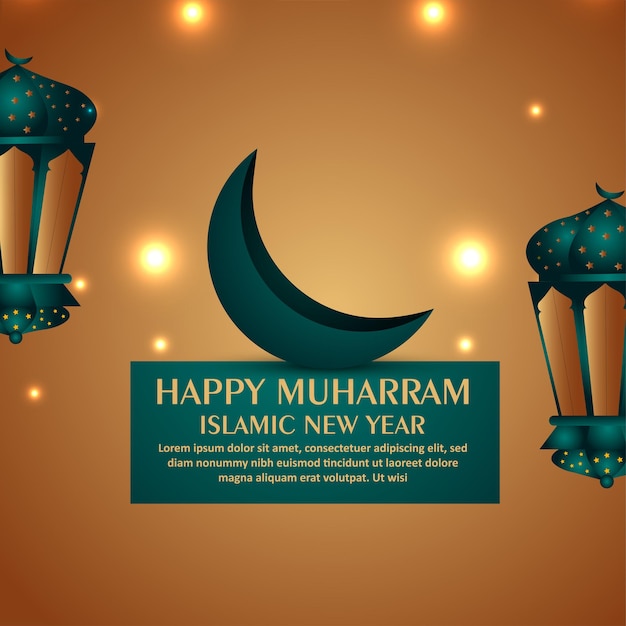 Creatieve lantaarn voor vrolijke muharram-kaart