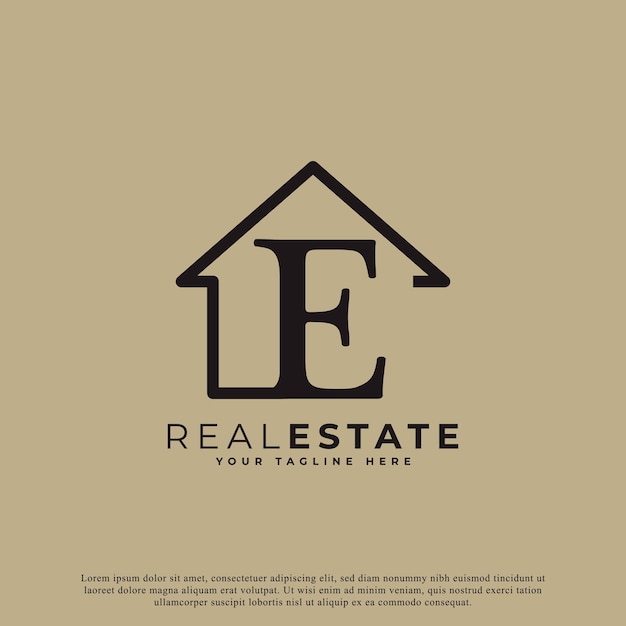Creatieve letter E huis logo ontwerp huis symbool geometrische lineaire stijl voor onroerend goed logo's
