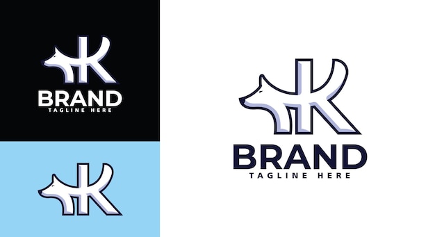 Creatieve letter k logo sjabloon gecombineerd met een hond.