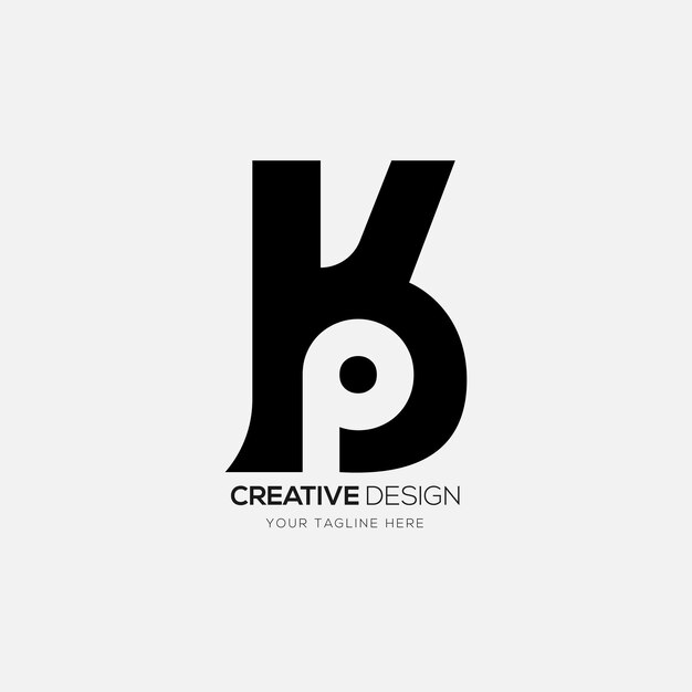 Creatieve letter kp negatieve ruimte monogram logo