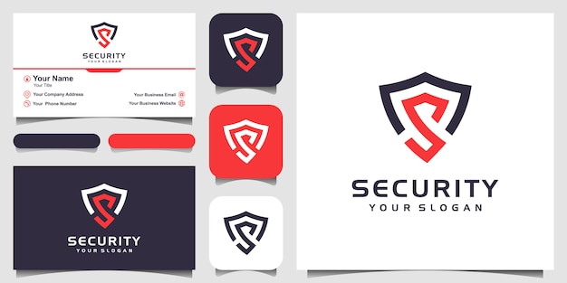 Creatieve letter S Shield Concept Logo ontwerpsjablonen en visitekaartje ontwerp