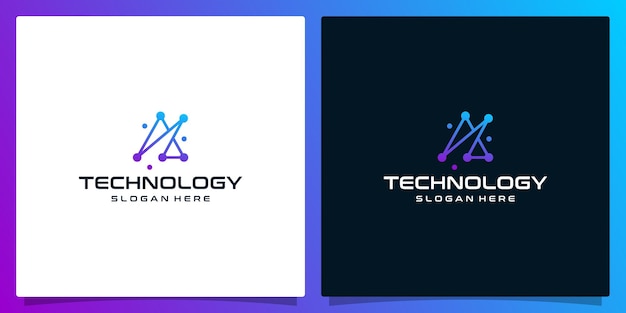 Creatieve logo beginletter A abstract met technologiestijl en verloopkleur