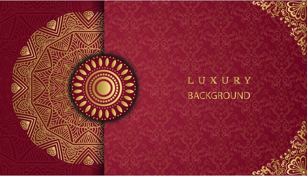 Creatieve luxe sier mandala ontwerp achtergrond in gouden kleur. Decoratieve wenskaart.