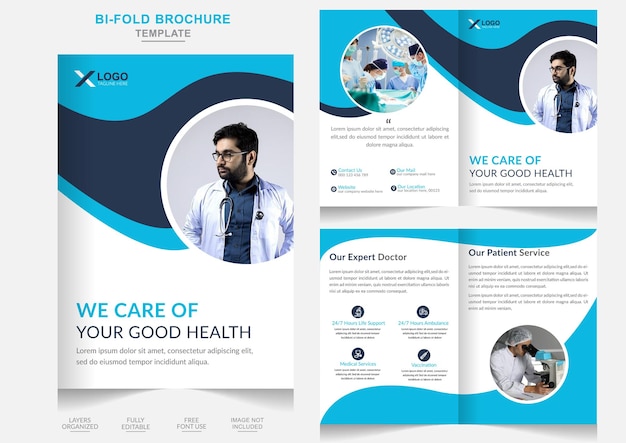 Creatieve medische behandeling gezondheidszorg zakelijke tweevoudige brochure medisch bedrijfsprofiel ontwerptempla