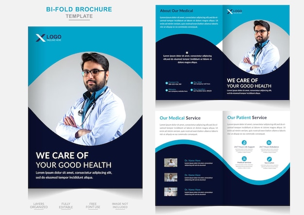 Creatieve medische brochure Sjabloon achter- en binnenpagina's presentatie bedrijfsprofiel